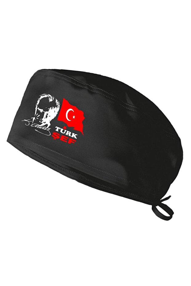 Türk Chef Atatürk Temalı Aşçı Bonesi Mutfak Restorant Bonesi | Şef Bonesi - 1