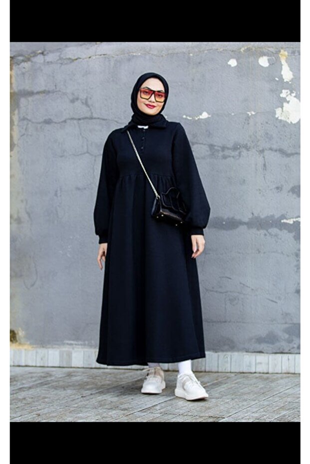 Yakalı Sweat Elbise - 4