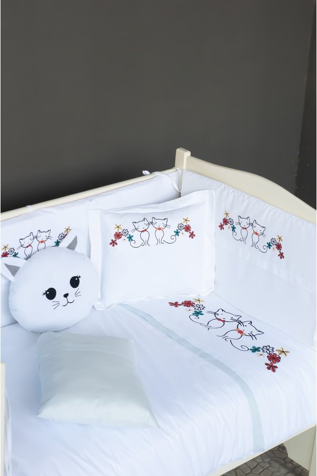 Park Bed Baby Sleeping Set Duvet Cover Set 70X110 Kitty Blue