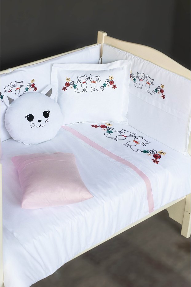 Park Bed Baby Sleeping Set Duvet Cover Set 70X110 Kitty Pink