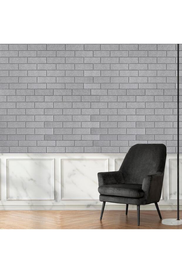 Gri Kendinden Yapışkanlı Duvar Kağıdı Kaplama Paneli - 2