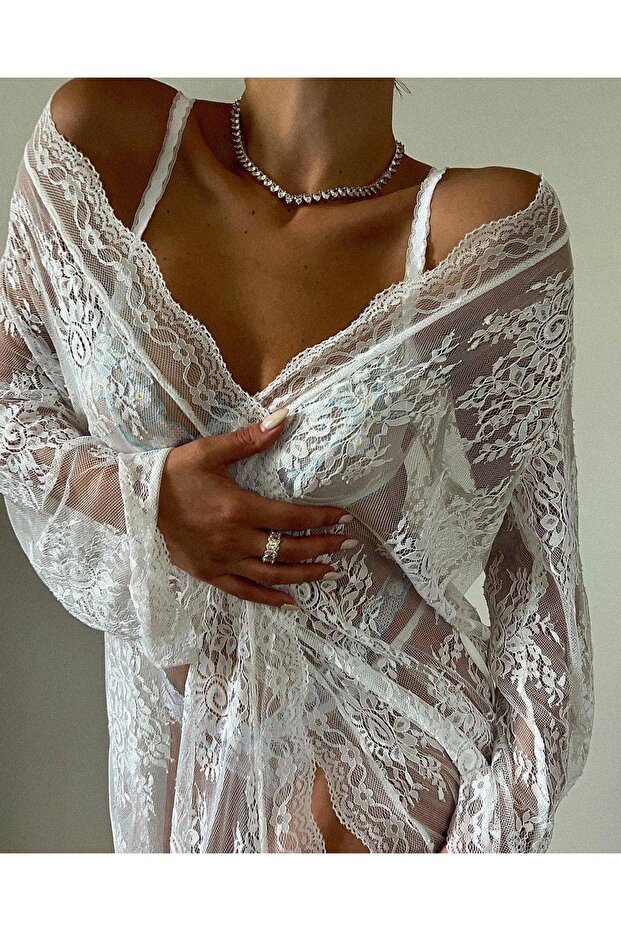 Rochie lungă din dantelă Biance - 1