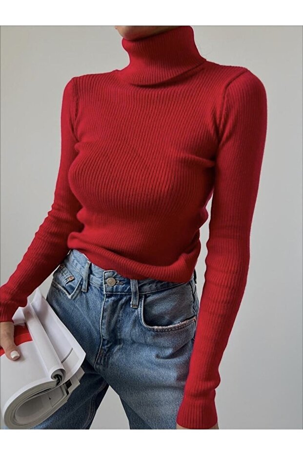 Women's Turtleneck Cotton Jacquard Camisole Ribbed Sweater