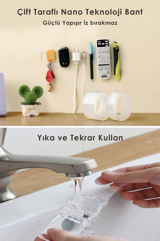 5 Metre Çift Taraflı Nano Teknoloji Kalın Ve Süper Güçlü Bant Duvar Çerçeve Taşıyıcı - 3