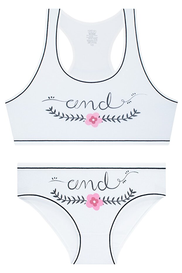 Girl's Printed Wide Strap Sports Bustier Set