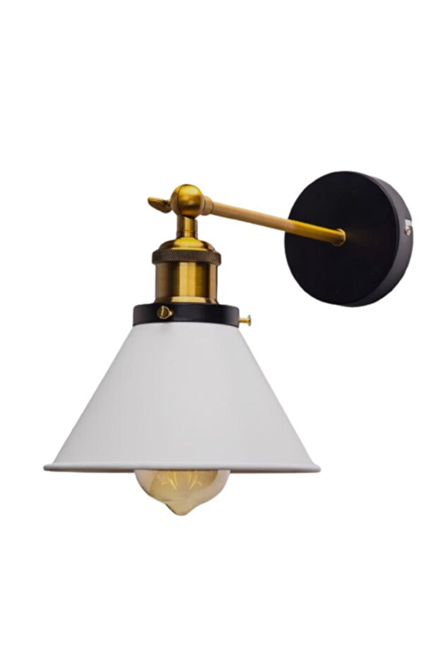 S Retor Rustic Movable White Headed Sconce Conical Wall Lamp 18cm Width