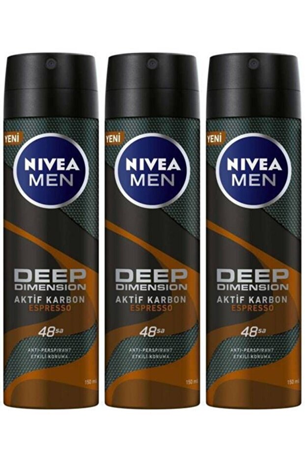 Men Deep Dimension Aktif Karbon Espresso Erkek Deodorant 150 Mlx3 - 1