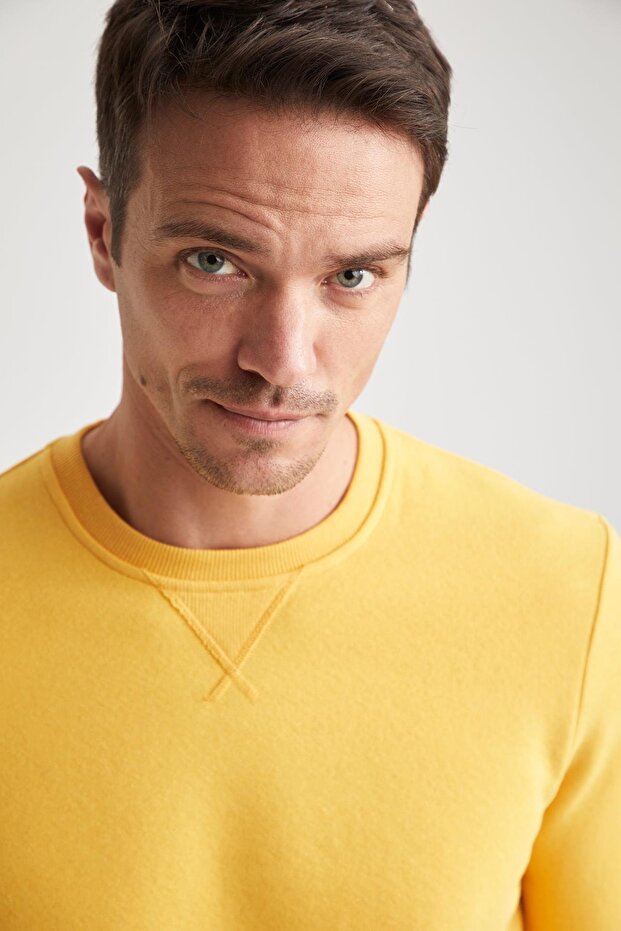 Regular Fit Bisiklet Yaka Basic Pamuklu Sweatshirt - 3