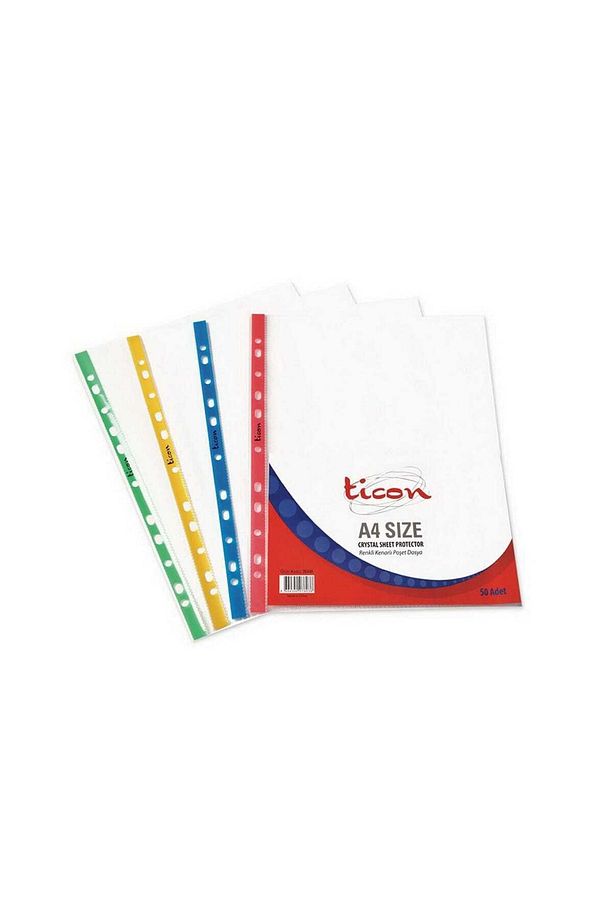 Renkli Kenarlı A4 Poşet Dosya 50 Li Paket - 1