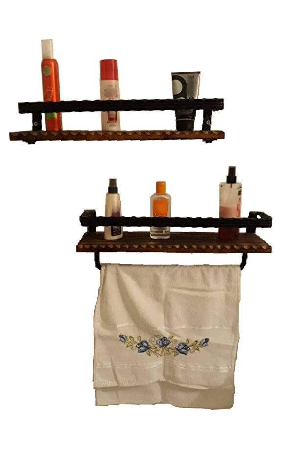 Ahşap Iki Banyo Rafı - 2