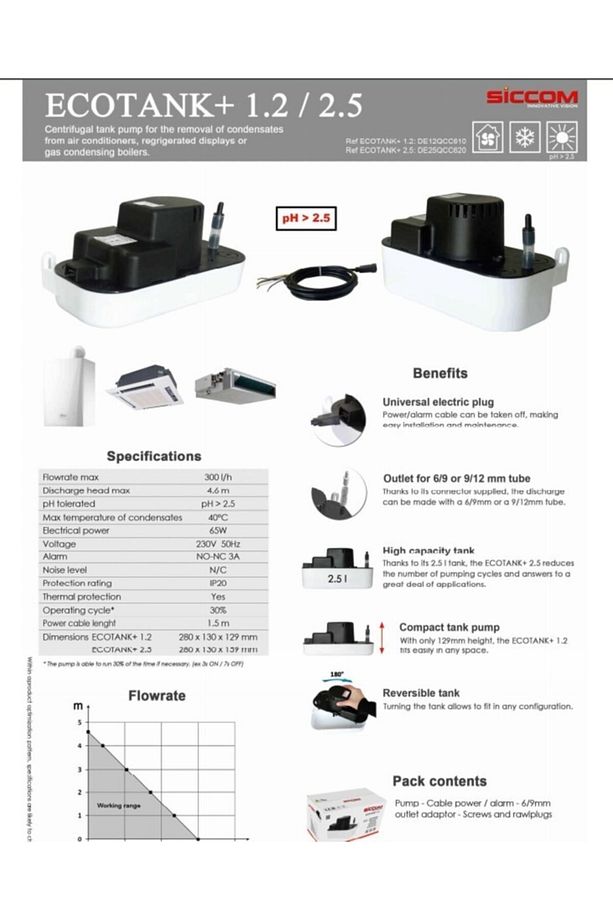 Siccom Ecotank 2.5 Klima Drenaj Pompası De25qcc620 - 2