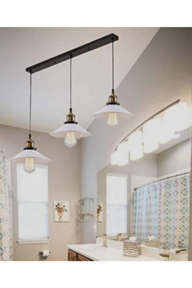 Demet Habek S S Retor Rustik Sıralı Üçlü Avize 60 Cm En - 2