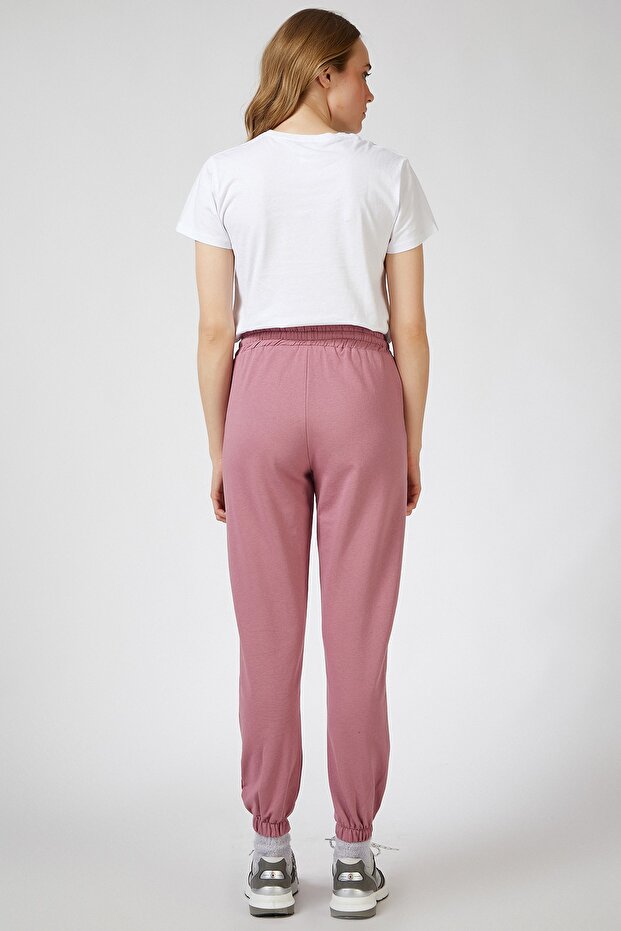 Női világos szárított rózsa zsebes melegítőnadrág CR00327 - 3