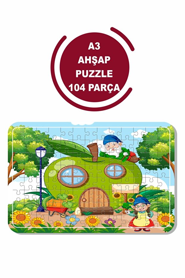 Green Apple And Dwarfs A3 104 Piece Wooden Puzzle
