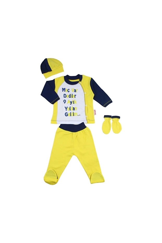 Doğan Fanatik 4-Piece Bodysuit Set On Hanger Yellow Navy Blue 0-3 Months