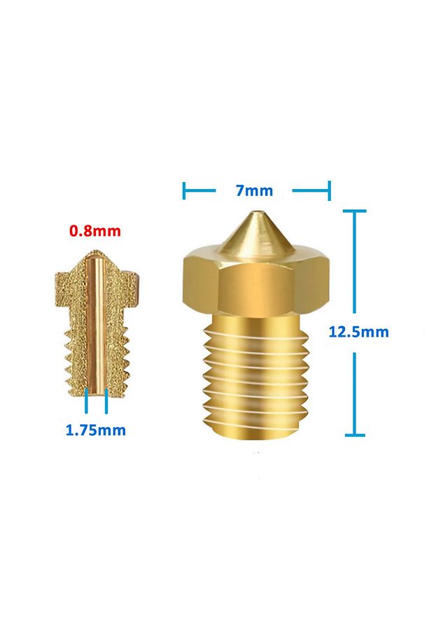 0.8mm X 1.75mm M6 Prinç Nozzle 3d Yazıcı Printer 1.75mm Filament Uyum Mk8 Cr-10 Cr-10s Ender - 1