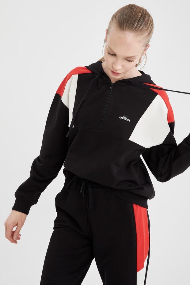 Fit Relax Fit Kapüşonlu Sweatshirt - 5