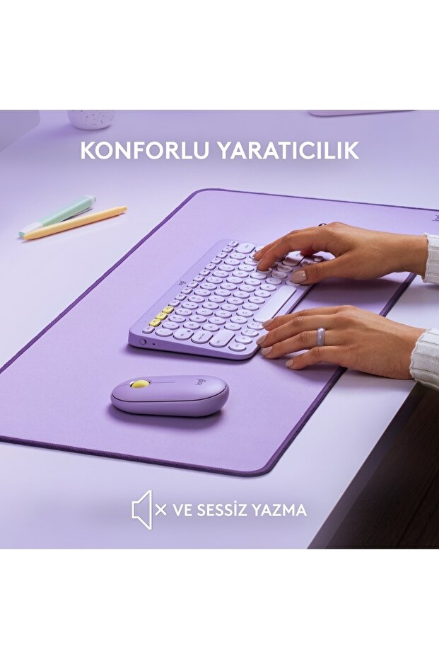 K380 Kompakt Kablosuz Bluetooth Türkçe Q Klavye - Lila - KL-169 - 4