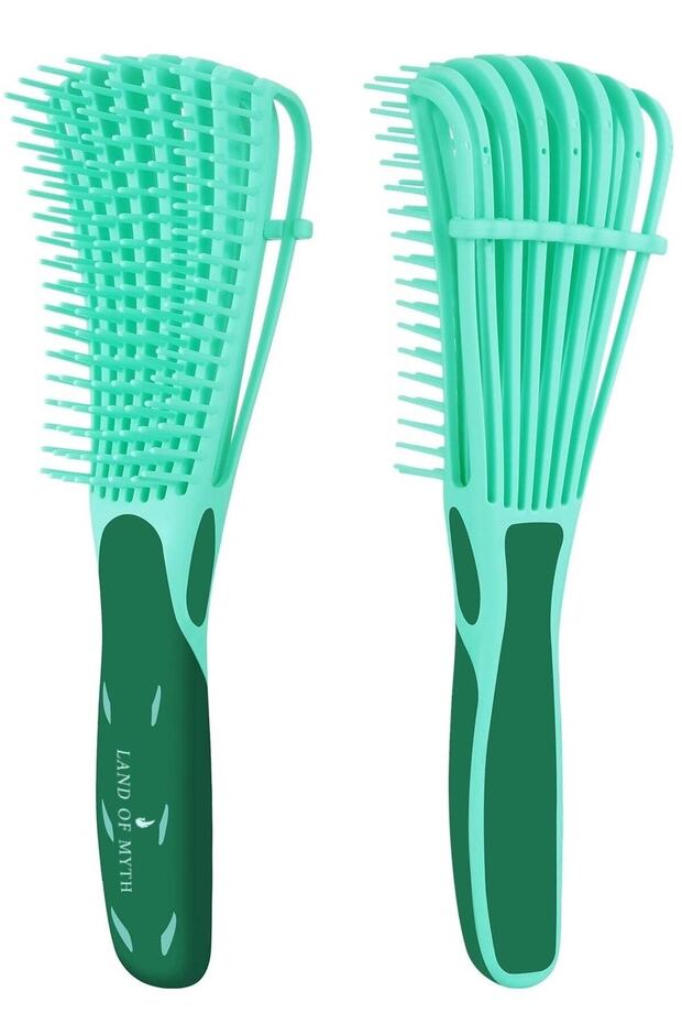 Lom1191 New Generation Curly Hair Comb Hair Detangling Brush, Octopus Design, Flexible Teeth -Green