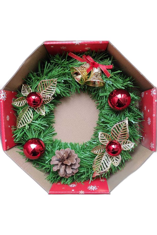 Yılbaşı Kapı Süsü - Kapı Çelengi / Yılbaşı Kozalaklı Çelenk 24 Cm - 3