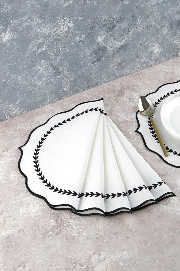 6 item(s) Embroidered Linen Placemat - Linen Placemat