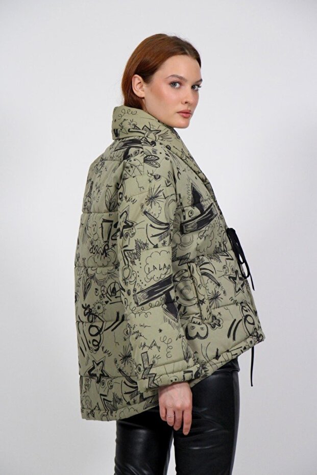 Karma Baskılı Elyaflı Mont - 3