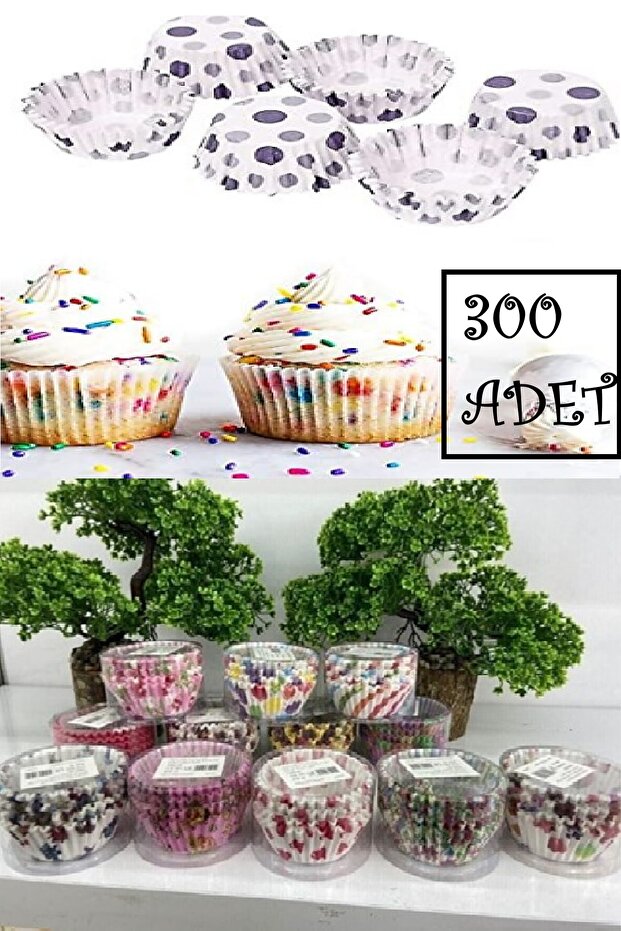 300 قطعة من قوالب الكعك الورقية منقوشة