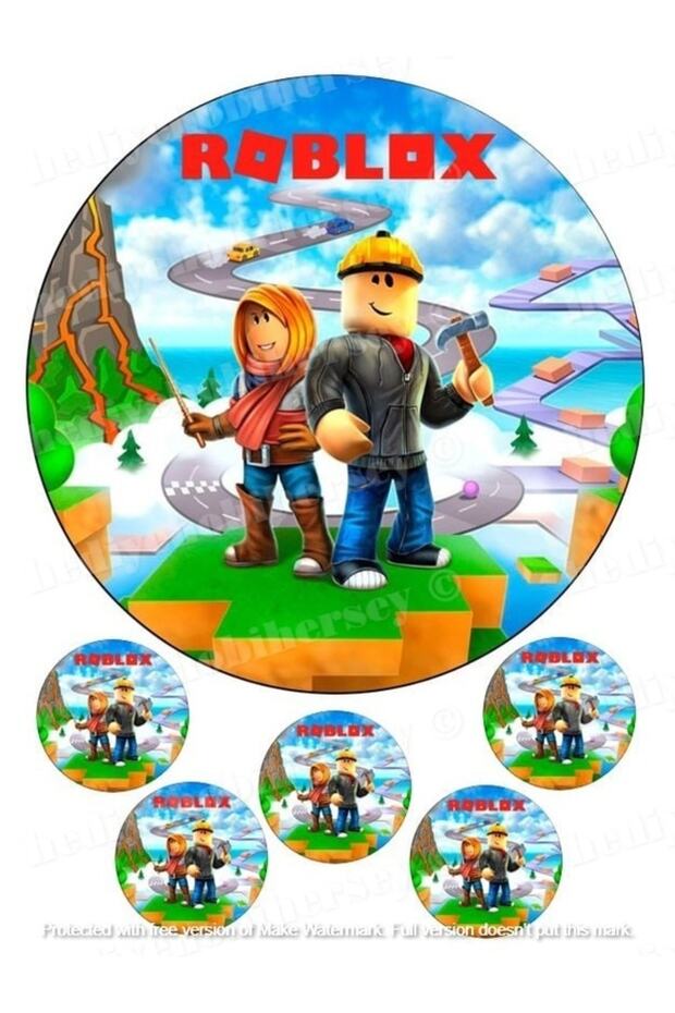 Roblox Pasta Süsü, Resimli Yenilebilir Pasta Ve Kurabiye Baskısı, Şekerli Kağıt - 1