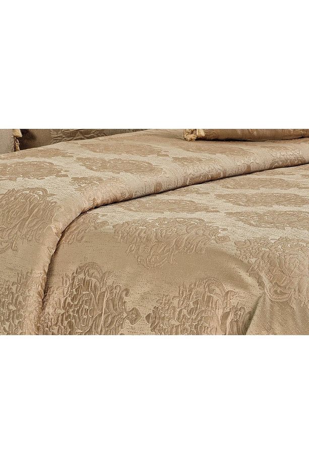 Larissa Pamuk/polyester Jakar Kumaş Gold Yatak Örtüsü Seti 7 Parça - 358 - 4