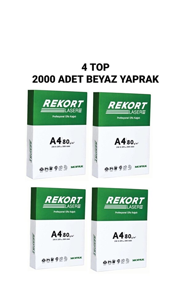 4 أوراق بيضاء كروية - 2000 ورقة نسخ مقاس A4