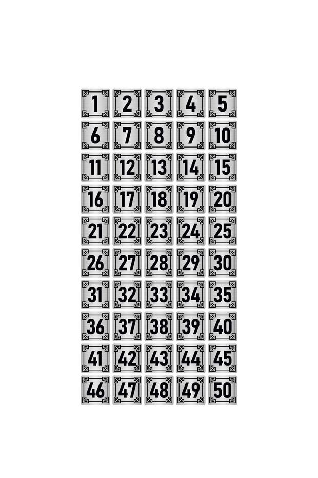 Metal Door Table Cabinet Number Sign 3.5X3.5Cm Silver Color 50 Pieces (1…50)