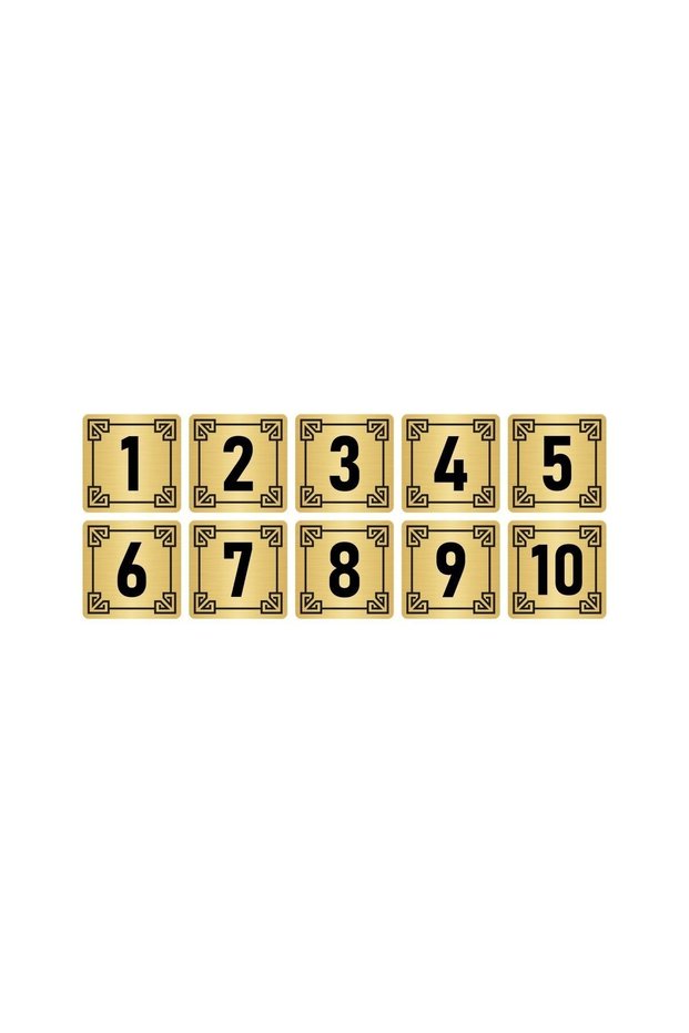 Metal Door Table Cabinet Number Sign 3,5X3,5Cm Gold Color 10 Pieces (1…10)