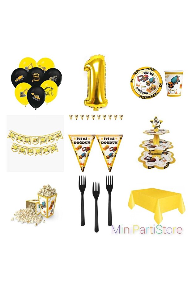 Mini Party Store 1 Year Old Construction Set for 8 People