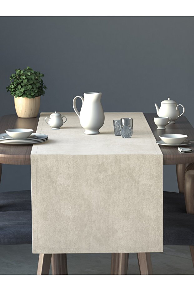 Velvet Textured Ecru Color Daily Series Runner 40 X 140 - 1
