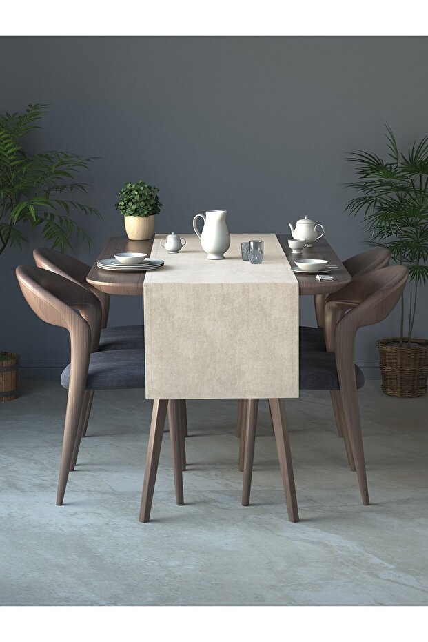 Velvet Textured Ecru Color Daily Series Runner 40 X 140 - 2