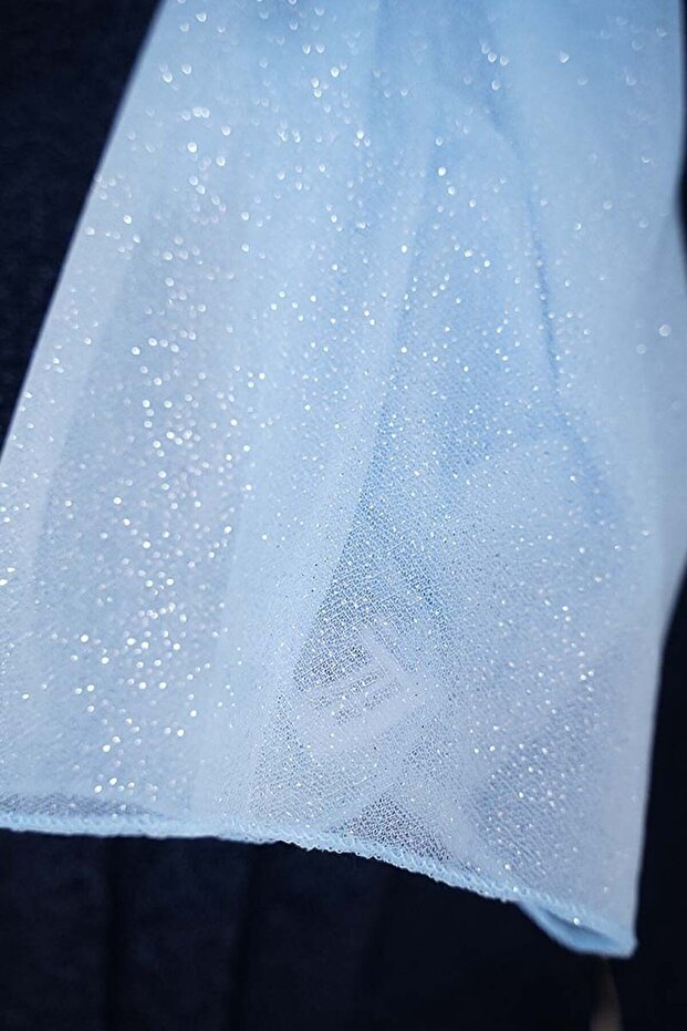 Simli Buz Mavisi Abiye Şal - 3