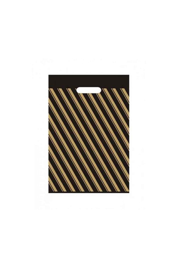 Çizgili Mağaza Poşeti (NO 3) 50 Adet 33x45 Cm Çizgili Takviyeli Poşet Diagonal Poşet - 2