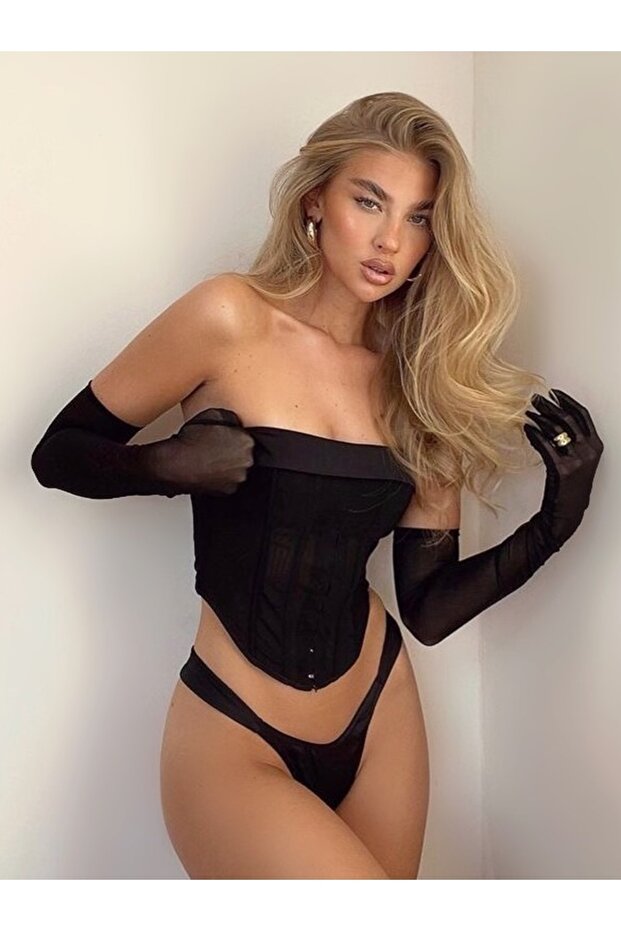 Alice Dirsek Üstü Likralı Tül Eldiven - 2