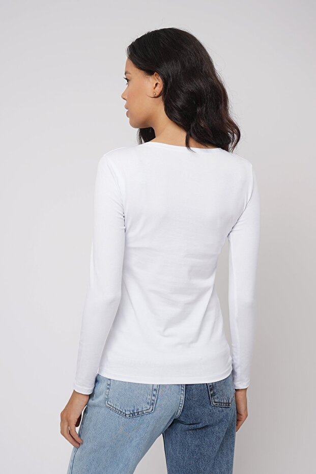 بلوزة أساسية برقبة دائرية - 4