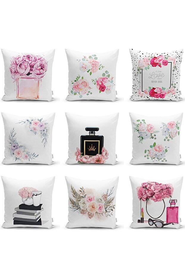 Double Sided Flower Motif Digital Printed Decorative Raschel Knitted Pillow Throw Pillow Cover