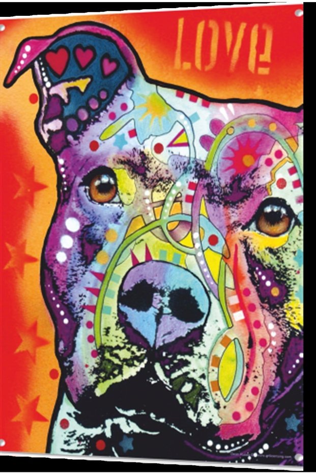 Love Popart Dog Retro Wooden Poster