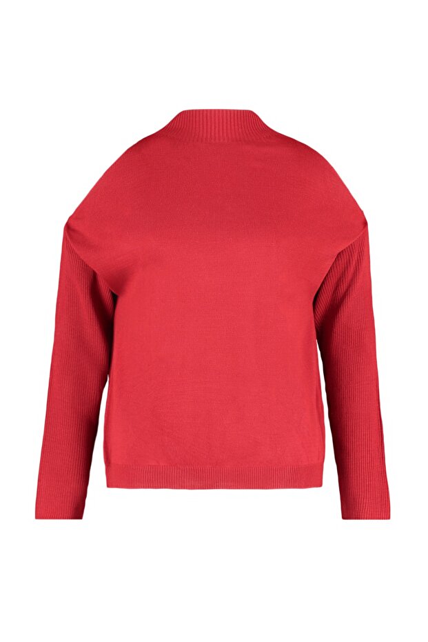 Kırmızı Cut Out Detaylı Triko Kazak TBBAW23AN00025 - 6