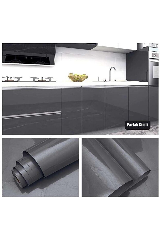 60x500cm Simli Kendinden Yapışkanlı Parlak Duvar Kağıdı Mutfak Banyo Dolap Kaplama - 1