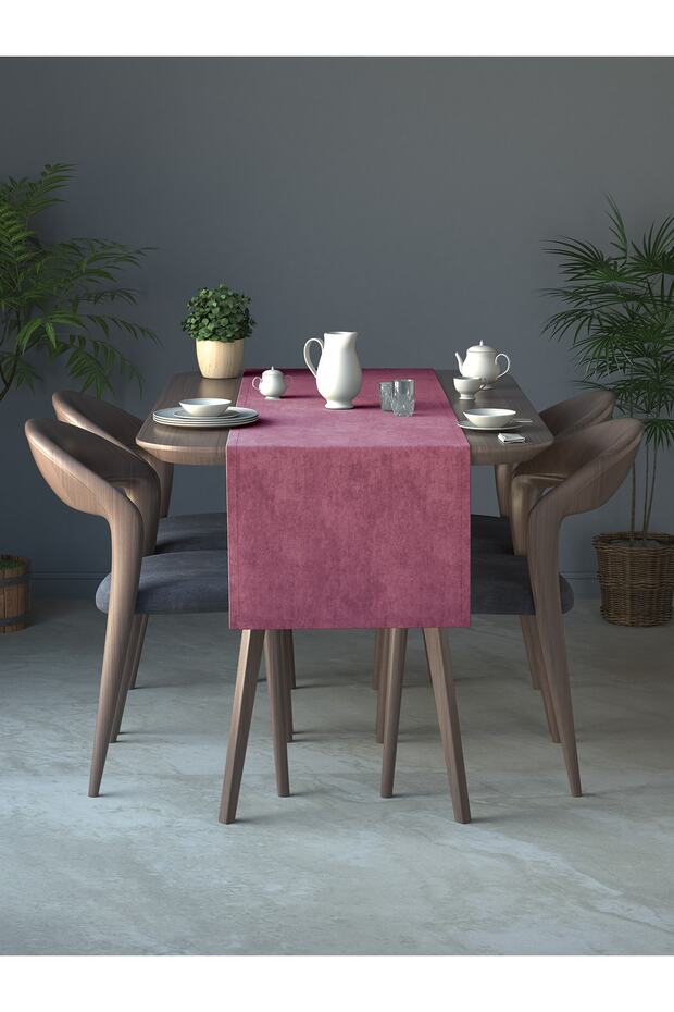Kadife Dokulu Gül Kurusu Rengi Daily Series Runner 40 X 140 - 2