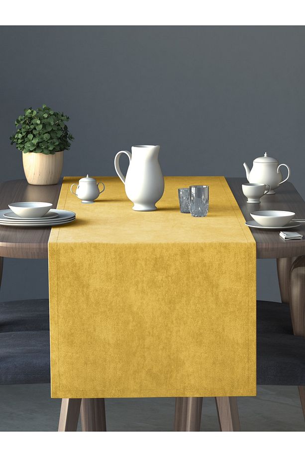 Kadife Dokulu Güneş Sarısı Rengi Daily Series Runner 40 X 140 - 1