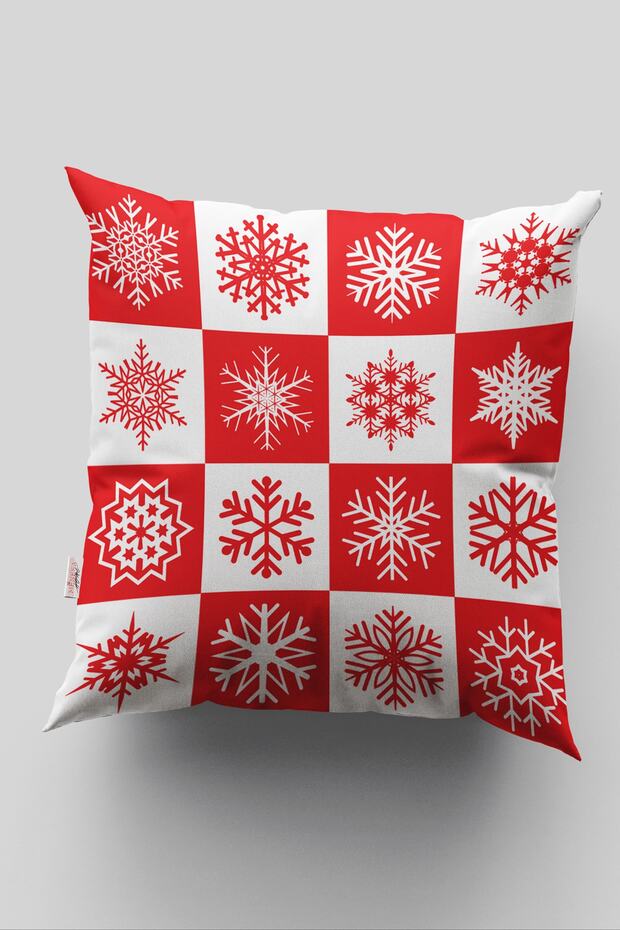 Snow Throw Pillow, Christmas Throw Pillow, Red Throw Pillow, White Throw Pillow, Red White Throw Pillow, Suede Throw Pillow, 43x43cm