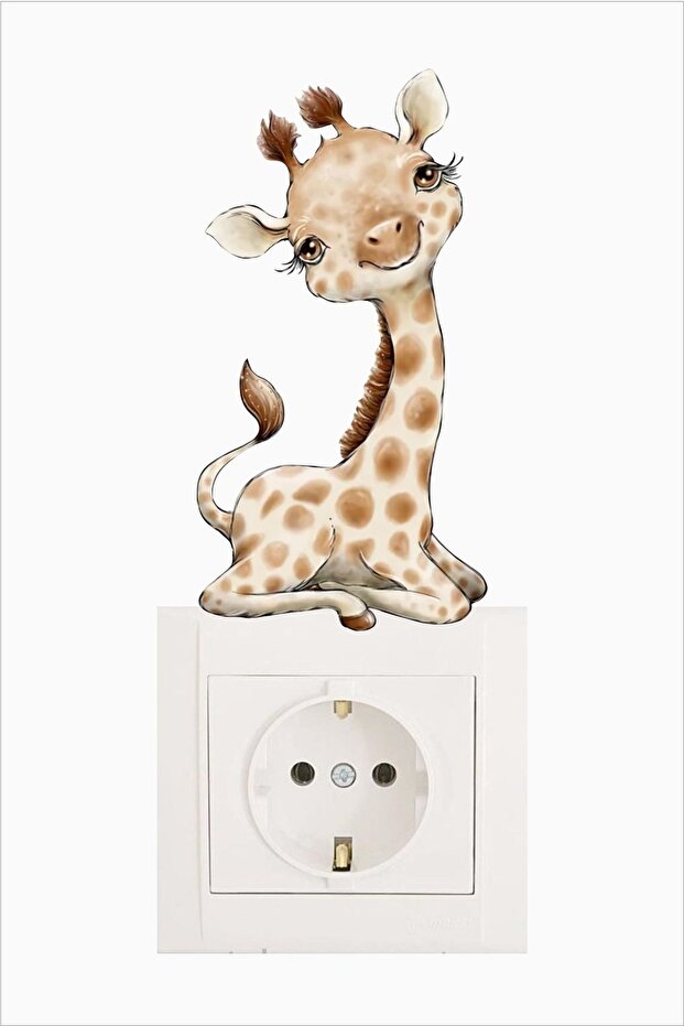 Cute Giraffe Socket Socket Sticker Kids Room Decor - 2