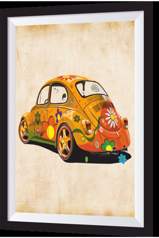 Wooden Painting with Colorful Floral Vosvos Art Frame Appearance