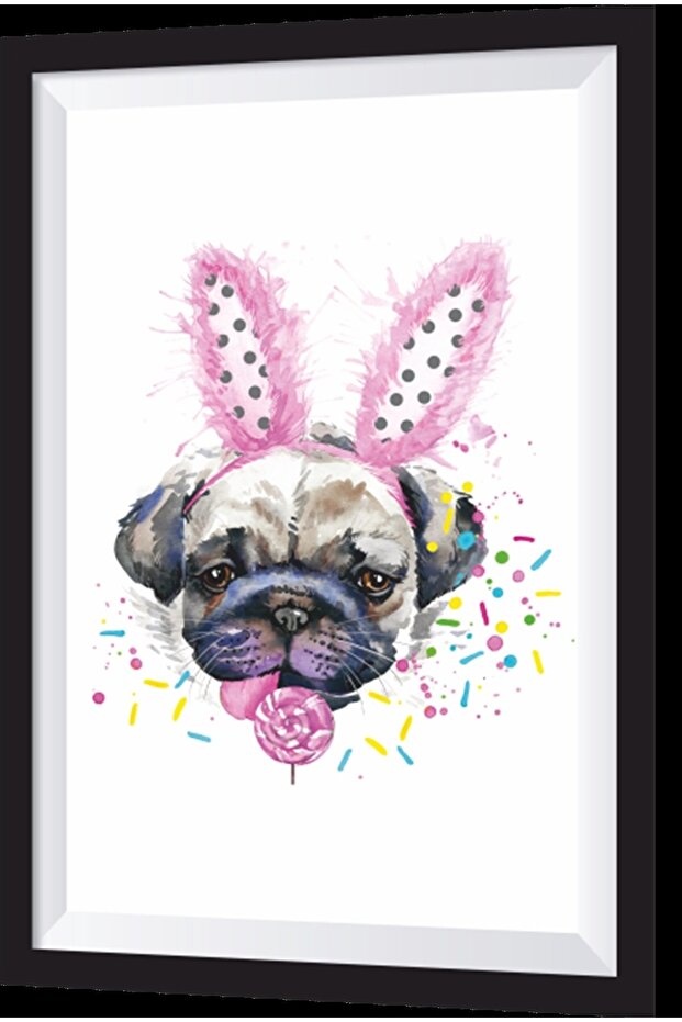 Wooden Painting with Cute Dog Artistic Frame Appearance