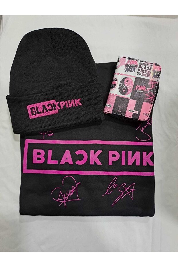 Blackpink Unisex Sweatshirt Beanie Wallet 3-Piece Combination